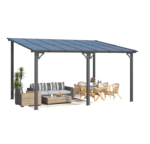 14 x 10 ft Wall-Mounted Outdoor Gazebo – Dark Patio Pergola