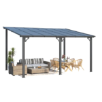 14 x 10 ft Wall-Mounted Outdoor Gazebo – Dark Patio Pergola