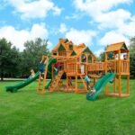 Empire Extreme Swing Set – Multi-Deck Backyard Playset with 3 Slides, Monkey Bars & Rock Wall