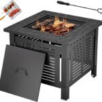 AECOJOY 30” Fire Pit Table – Metal Outdoor Fireplace for Patio & Backyard