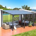 14 x 10 ft Wall-Mounted Outdoor Gazebo – Dark Patio Pergola - Image 2