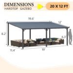 AECOJOY 20 x 12 ft Hardtop Gazebo – Lean-To Metal Pergola - Image 3