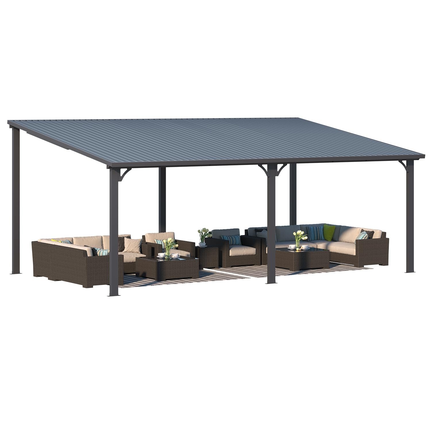 image_7_c2c61783-4b86-41ad-95f7-5ae6c0faa2f9-1-1.jpg AECOJOY 20 x 12 ft Hardtop Gazebo – Lean-To Metal Pergola - Image 1