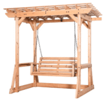 Cedar Wood Outdoor Pergola with Swing Bench | Backyard Discovery Callahan
