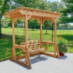 Cedar Wood Outdoor Pergola with Swing Bench | Backyard Discovery Callahan - Image 2