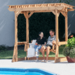 Cedar Wood Outdoor Pergola with Swing Bench | Backyard Discovery Callahan - Image 4
