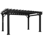 16x12 Ft Black Steel Traditional Pergola with Sail Shade Canopy | Backyard Discovery Stratford