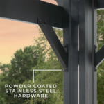 16x12 Ft Black Steel Traditional Pergola with Sail Shade Canopy | Backyard Discovery Stratford - Image 8