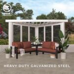 8x8 Ft White Steel Cabana Pergola with Built-In Seating & Sunbrella Cushions | Backyard Discovery Ridgedale - Image 2