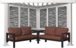 8x8 Ft White Steel Cabana Pergola with Built-In Seating & Sunbrella Cushions | Backyard Discovery Ridgedale - Image 3