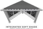 8x8 Ft White Steel Cabana Pergola with Built-In Seating & Sunbrella Cushions | Backyard Discovery Ridgedale - Image 4