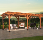 20x12 Ft All-Cedar Wood Pergola with PowerPort Electric Outlets, Light Brown | Backyard Discovery Beaumont - Image 2