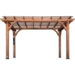 14x10 Ft Cedar Pergola with PowerPort Electric Outlets, Dark Walnut | Backyard Discovery Somerville