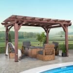 14x10 Ft Cedar Pergola with PowerPort Electric Outlets, Dark Walnut | Backyard Discovery Somerville - Image 2