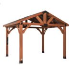 12x10 Ft All-Cedar Wooden Gazebo, 100 MPH Wind Rated, Steel Roof | Backyard Discovery Brookdale
