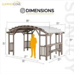 10x14 Ft Cedar Wood Arched Pergola, Light Grey Canopy | Sunjoy Bellucci - Image 3