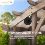 10x14 Ft Cedar Wood Arched Pergola, Light Grey Canopy | Sunjoy Bellucci - Image 4
