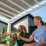 14x10 Ft White Steel Modern Pergola with Sail Shade Canopy | Windham - Image 12
