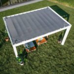 14x10 Ft White Steel Modern Pergola with Sail Shade Canopy | Windham - Image 15