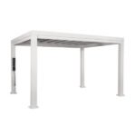 14x10 Ft White Steel Modern Pergola with Sail Shade Canopy | Windham - Image 2