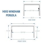 14x10 Ft White Steel Modern Pergola with Sail Shade Canopy | Windham - Image 3