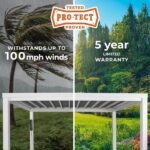 14x10 Ft White Steel Modern Pergola with Sail Shade Canopy | Windham - Image 4