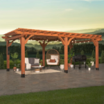 20x12 Ft Premium Cedar Wood Pergola, Multi-Level Roof Trellis | Backyard Discovery Beaumont - Image 2