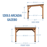 12x9.5 Ft Cedar Slope Roof Gazebo with PowerPort & Steel Roof | Backyard Discovery Arcadia - Image 2
