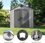 8x10 Ft Outdoor Storage Shed, HDPE + Steel, Lockable, Gray | Lifetime - Image 3