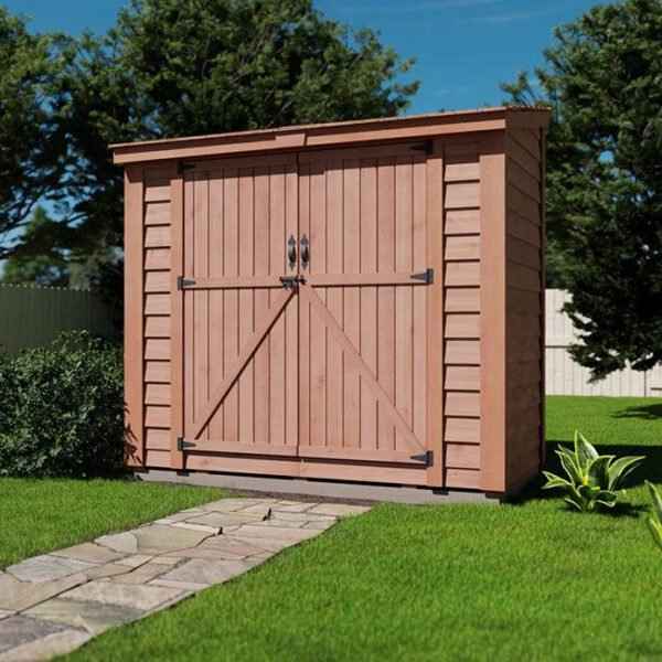 8x4 Ft Vertical Wood Storage Shed with Double Doors, Cedar