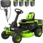 30-Inch 60V Electric Riding Lawn Tractor, 16HP Equivalent, 4x 8.0Ah Batteries | Greenworks CrossoverT