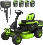 30-Inch 60V Electric Riding Lawn Tractor, 16HP Equivalent, 4x 8.0Ah Batteries | Greenworks CrossoverT