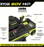 30-Inch 80V Electric Cordless Zero-Turn Mower, 28HP Equivalent, 2x 10Ah Batteries | Ryobi HP - Image 7