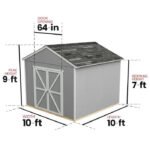10x12 Ft DIY Wood Storage Shed, 180 Sq Ft, 7-Ft Sidewalls | Handy Home Rookwood - Image 3
