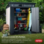 7x7 Ft Resin Storage Shed, 296 Cu Ft, Modern Style, Gray | Keter Artisan - Image 3